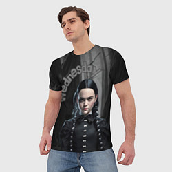 Футболка мужская Wednesday Addams в лесу, цвет: 3D-принт — фото 2