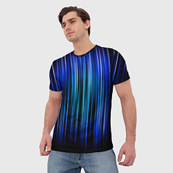 Футболка мужская Neon line stripes, цвет: 3D-принт — фото 2