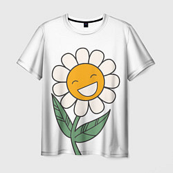 Мужская футболка Весёлый цветок ромашка
