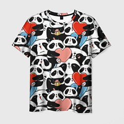 Мужская футболка Панды с сердечками