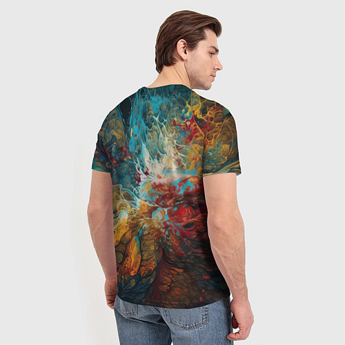 Мужская футболка Яркий флюид арт / 3D-принт – фото 4
