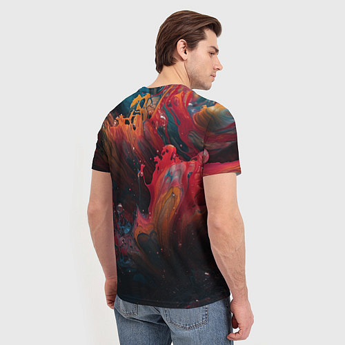 Мужская футболка Разноцветные брызги краски / 3D-принт – фото 4