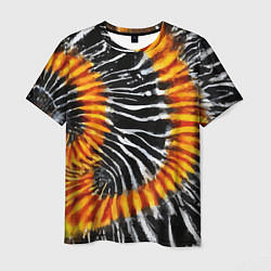 Мужская футболка Tie dye - тай дай в черно белую полоску