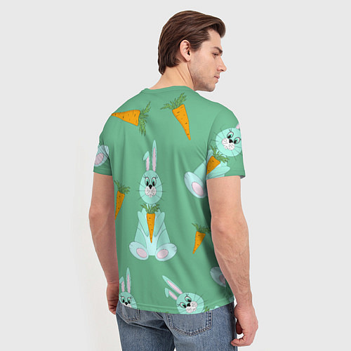 Мужская футболка Зайка с морковкой паттерн / 3D-принт – фото 4