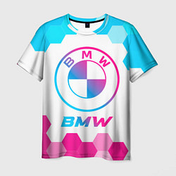 Мужская футболка BMW neon gradient style