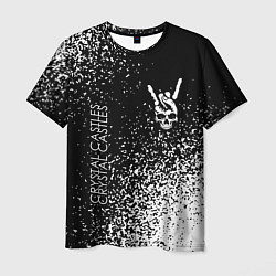 Мужская футболка Crystal Castles и рок символ на темном фоне