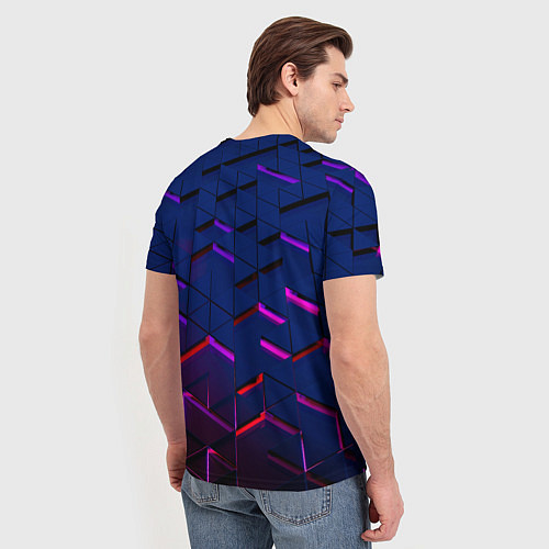 Мужская футболка Неоновые треугольники с подсветкой / 3D-принт – фото 4
