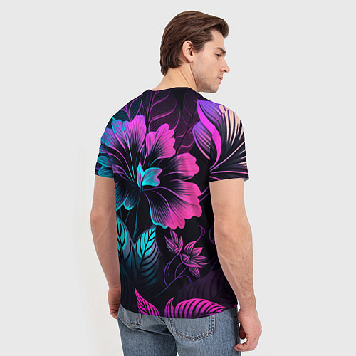 Мужская футболка Неоновый цветок / 3D-принт – фото 4