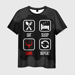 Мужская футболка Eat, sleep, Quake, repeat