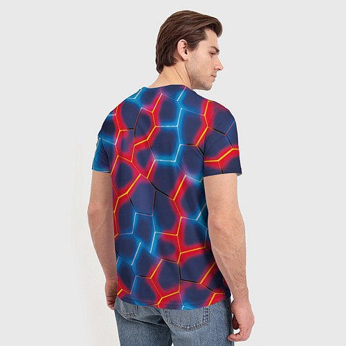 Мужская футболка Красный и синий неон / 3D-принт – фото 4