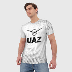 Футболка мужская UAZ с потертостями на светлом фоне, цвет: 3D-принт — фото 2