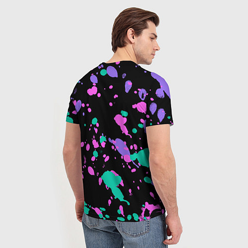 Мужская футболка Неоновые цвета брызги краски / 3D-принт – фото 4