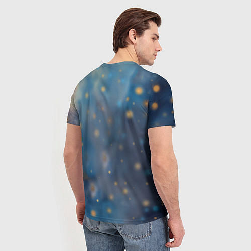 Мужская футболка Волк на синем фоне / 3D-принт – фото 4