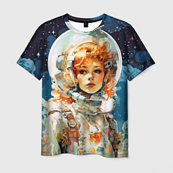 Мужская футболка Рыжая девушка космонавт