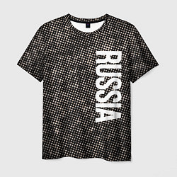 Мужская футболка Россия на фоне узора медного цвета
