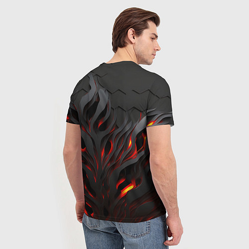 Мужская футболка Объемное черное пламя / 3D-принт – фото 4
