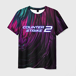 Мужская футболка Counter strike 2 цветная абстракция