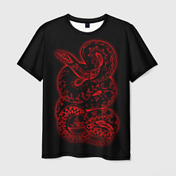 Футболка мужская Красная неоновая змея, цвет: 3D-принт