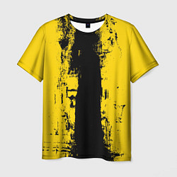 Мужская футболка Вертикальная черно-желтая полоса Cyberpunk 2077