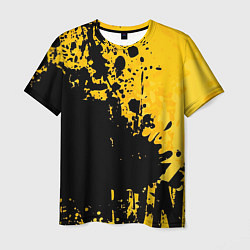 Футболка мужская Пятна черной краски на желтом фоне, цвет: 3D-принт