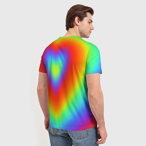Мужская футболка Сердце - радужный градиент / 3D-принт – фото 4