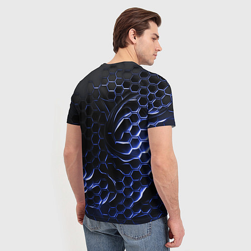 Мужская футболка Синие объемные плиты / 3D-принт – фото 4