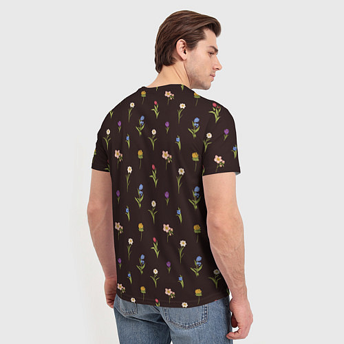 Мужская футболка Узор из весенних цветов / 3D-принт – фото 4