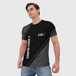 Футболка мужская Counter Strike 2 glitch на темном фоне: надпись, с, цвет: 3D-принт — фото 2