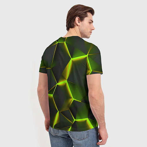 Мужская футболка Разлом неоновых плит / 3D-принт – фото 4