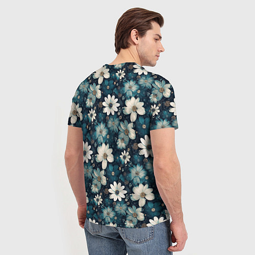 Мужская футболка Узор из весенних цветочков / 3D-принт – фото 4