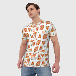 Футболка мужская Кусочки пиццы - паттерн на белом, цвет: 3D-принт — фото 2