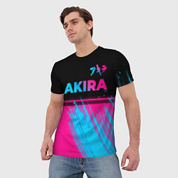 Футболка мужская Akira - neon gradient: символ сверху, цвет: 3D-принт — фото 2