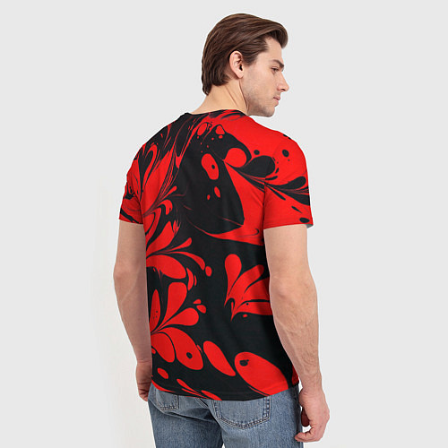 Мужская футболка Красно-черный узор / 3D-принт – фото 4