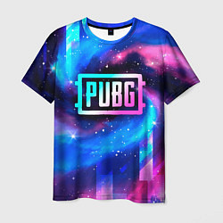 Мужская футболка PUBG неоновый космос
