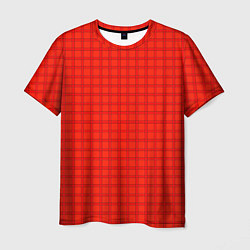 Мужская футболка Оранжево-красный клетчатый узор