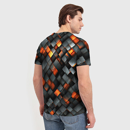 Мужская футболка Раскаленные блоки паттерн / 3D-принт – фото 4