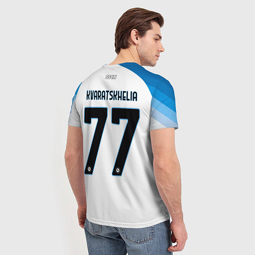 Мужская футболка Хвича Кварацхелия Наполи форма гостевая / 3D-принт – фото 4