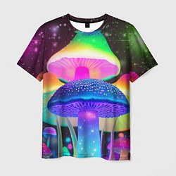Мужская футболка Волшебные светящиеся грибы и звезды