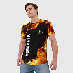 Футболка мужская Megadeth и пылающий огонь, цвет: 3D-принт — фото 2