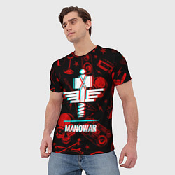 Футболка мужская Manowar rock glitch, цвет: 3D-принт — фото 2