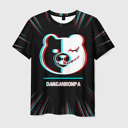Мужская футболка Символ Danganronpa в стиле glitch на темном фоне