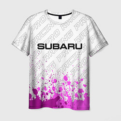 Футболка мужская Subaru pro racing: символ сверху, цвет: 3D-принт