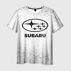 Мужская футболка Subaru с потертостями на светлом фоне