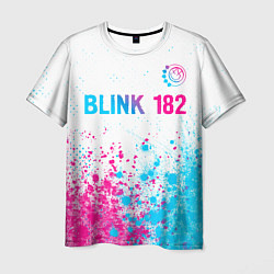 Мужская футболка Blink 182 neon gradient style: символ сверху