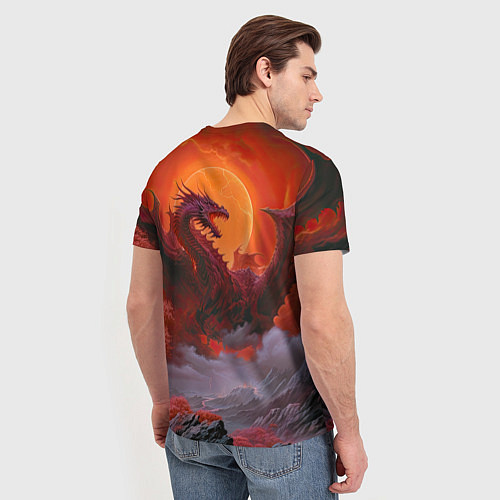 Мужская футболка Дракон и кровавая луна / 3D-принт – фото 4