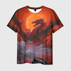 Мужская футболка Дракон и кровавая луна