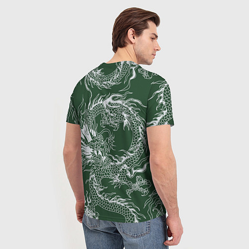 Мужская футболка Татуировка дракона на зеленом фоне / 3D-принт – фото 4