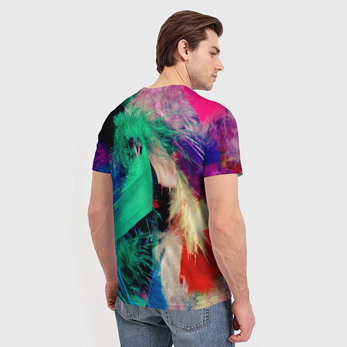 Мужская футболка Неоновые перья павлина / 3D-принт – фото 4
