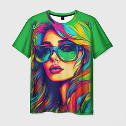 Мужская футболка Девушка с разноцветными волосами
