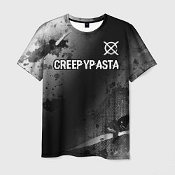 Мужская футболка CreepyPasta glitch на темном фоне: символ сверху